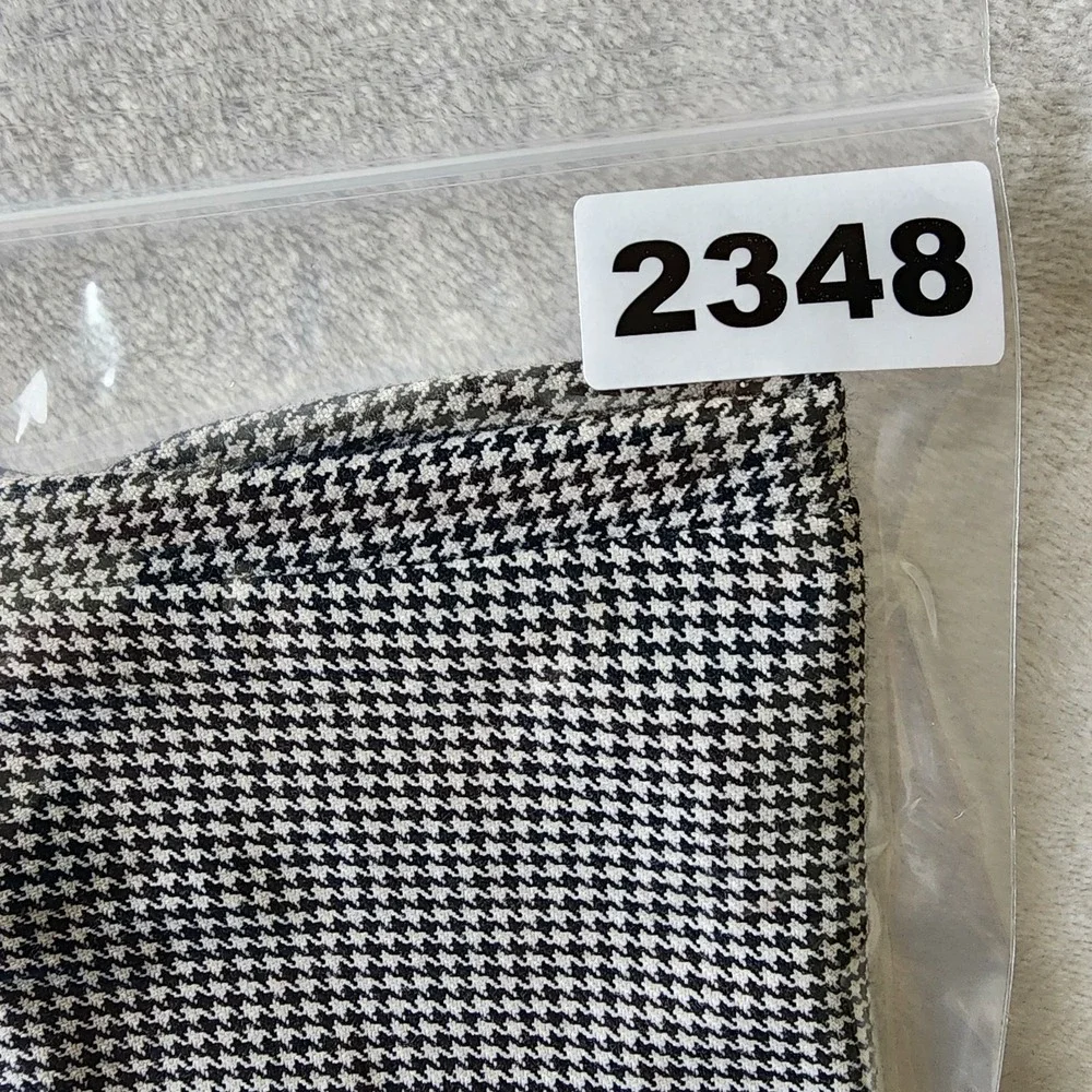 Zara Houndstooth Top Blouse Womens XS Black White Collared 1/4 Zip Preppy Office - Picture 12 of 12